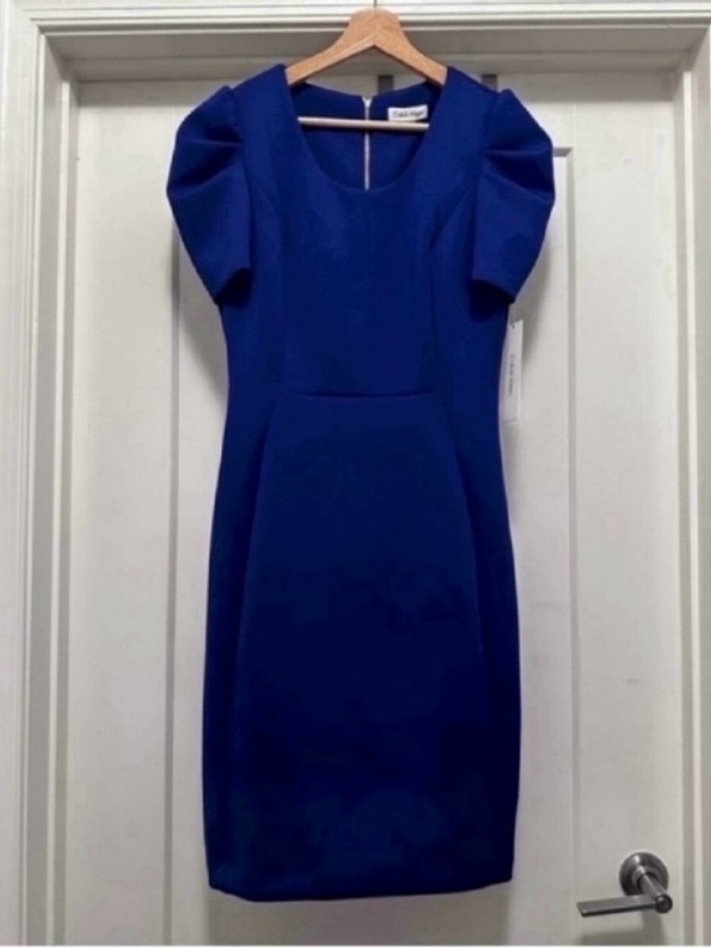 💙 NWT! Blue CALVIN KLEIN Puff Sleeve Dress - Size 4